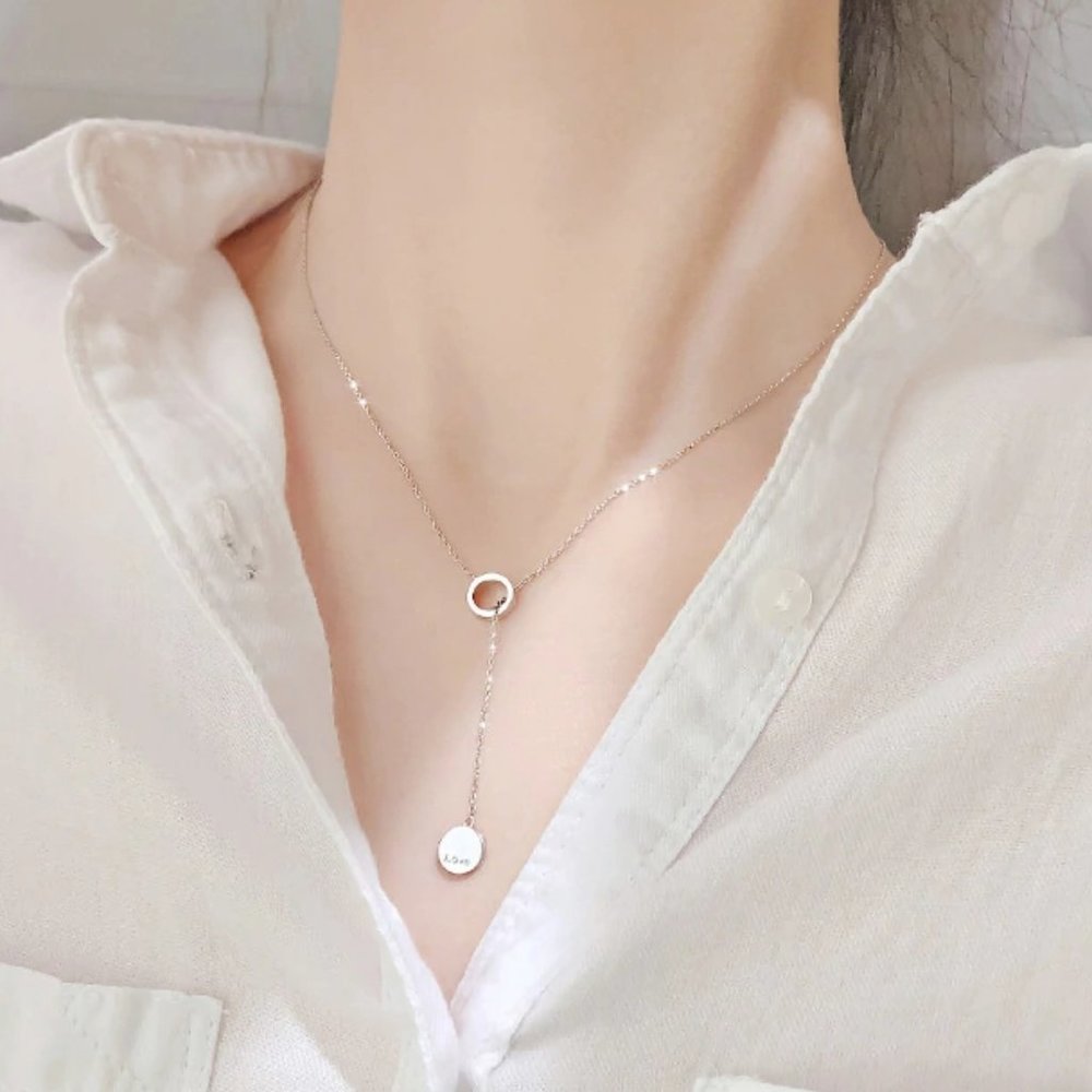 *NEW Rose Gold/925 Sterling Silver Circle Necklace
